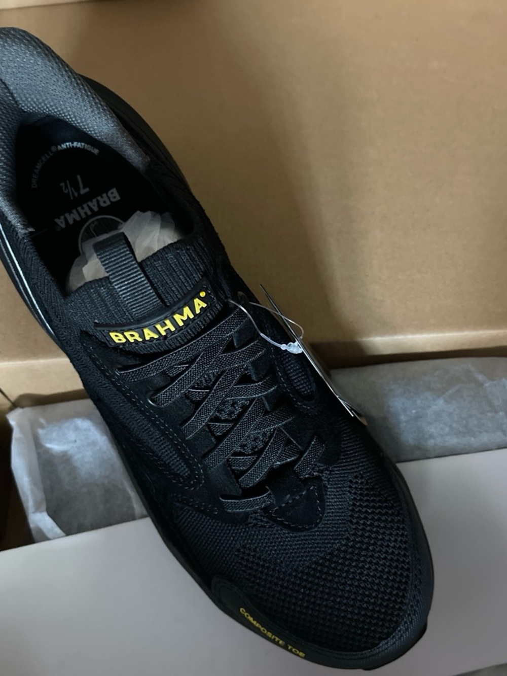 Brahma Black Athletic Safety Sneaker with Yellow Logo